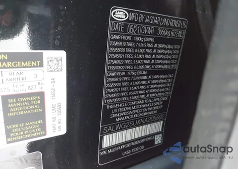 2022 Land Rover Range Rover Sport Se Mhev z USA, uszkodzony, nr VIN SALWG2SUXNA205692